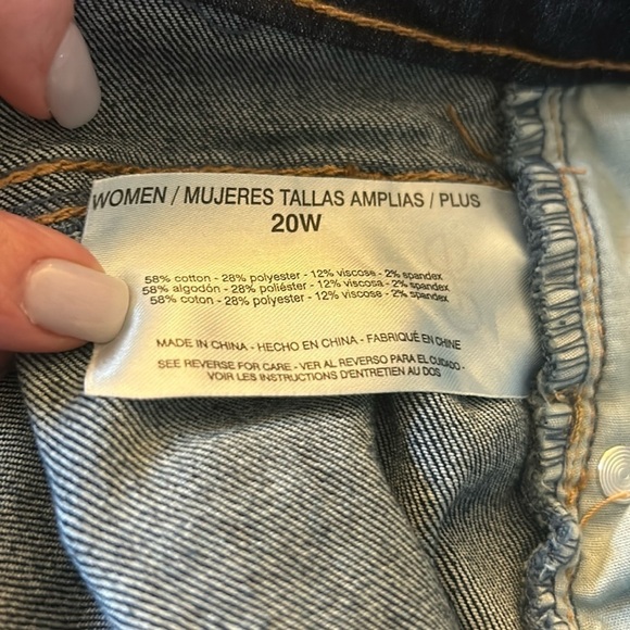 Code Bleu Wide Leg Crop Jeans Stretch NWT Size 20W Dark Wash Raw Hem - Picture 13 of 14